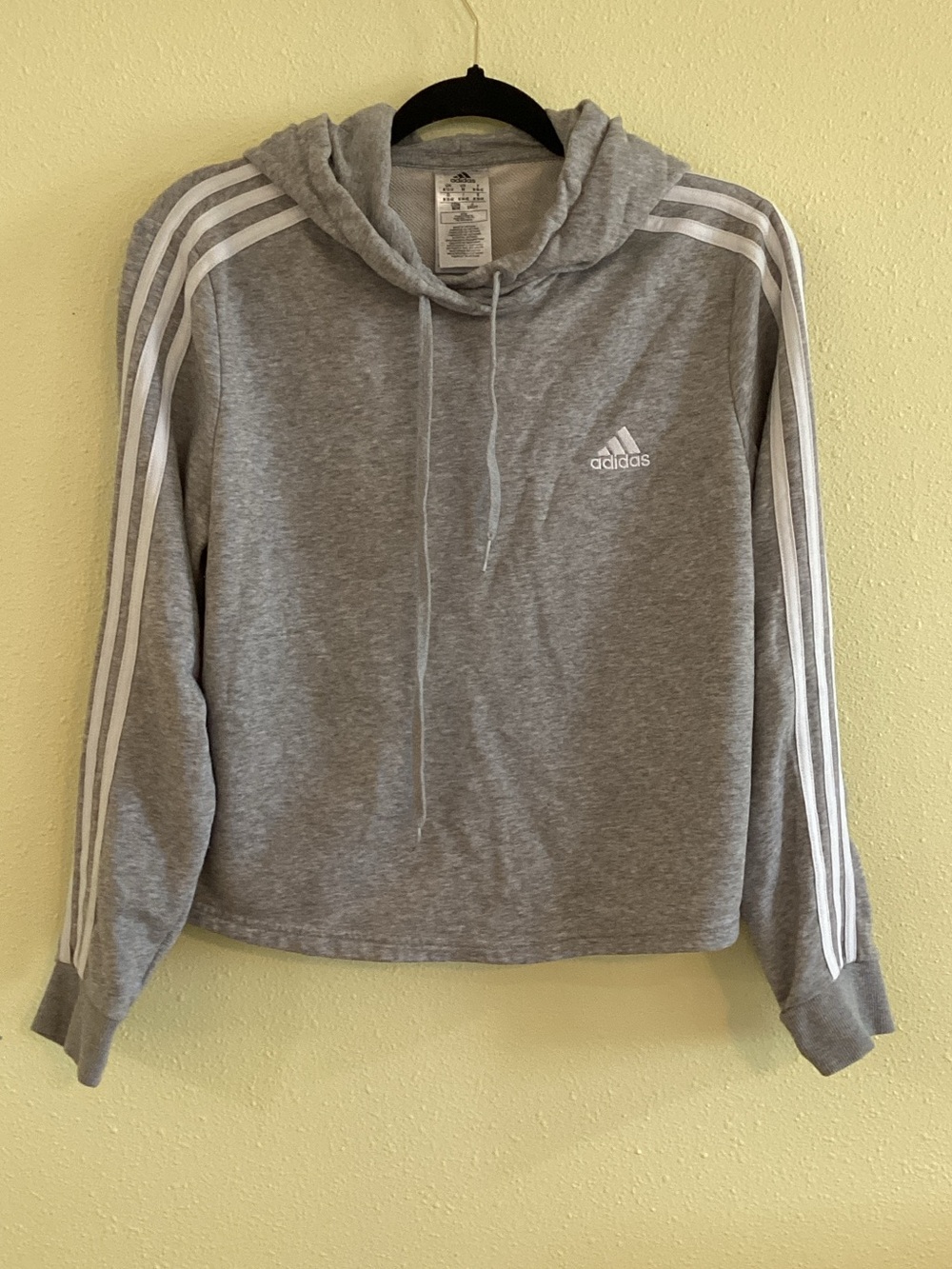 adidas Grey Hoodie with White Three-Stripes